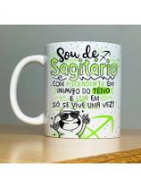 Caneca Personalizada de Porcelana SIGNOS : Sou de Sagitário com personagem: XICO - 325ML