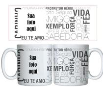 Caneca personalizada dia dos pais forca fe vida com foto personalizada Caneca personalizada dia dos pais forca fe vida com foto personalizada