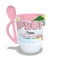 Caneca Personalizada Dia dos Professores com Colher Interior e Alça Colorida Com Nome Caneca Personalizada Dia dos Professores com Colher Interior e Alça Colorida Com Nome