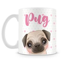 Caneca Personalizada Filhote Pug em Porcelana Branca Caneca Personalizada Filhote Pug em Porcelana Branca