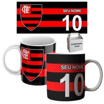 Caneca Personalizada Flamengo 10 Coloque Seu Nome Porcelana 325ml