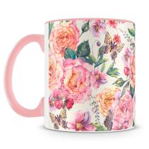 Caneca Personalizada Flores Rosa - Mod.2 - Porcelana de Alto Brilho Caneca Personalizada Flores Rosa - Mod.2 - Porcelana de Alto Brilho