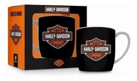 Caneca Personalizada Harley Davidson Preta Porcelana 360ml