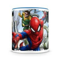 Caneca Personalizada Homem Aranha - Porcelana de Alto Brilho com Alça Azul Caneca Personalizada Homem Aranha - Porcelana de Alto Brilho com Alça Azul
