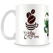 Caneca Personalizada Hora do Café - Porcelana Brilhante 325ml