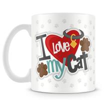 Caneca Personalizada I Love My Cat com Foto - Porcelana de Alto Brilho