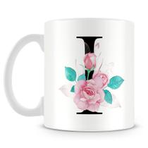 Caneca Personalizada Letra I em Porcelana Branca com Estampa Bem Estar