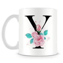 Caneca Personalizada Letra Y em Porcelana Branca com Estampa Bem Estar