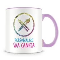 Caneca Personalizada Lilás com Alça e Interior Personalizável