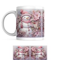 Caneca Personalizada Natal Boneco de Neve Imagem 3D em Porcelana