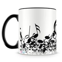 Caneca Personalizada Notas Musicais Preta - 325ml