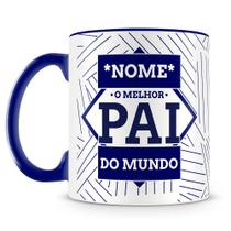 Caneca Personalizada O Melhor Pai do Mundo Azul Escuro com Foto e Nome