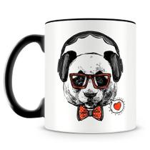 Caneca Personalizada Panda Hipster de Porcelana Brilhante