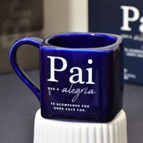 Caneca personalizada para pai quadrada azul com frase na caixa de presente dia dos pais 220ml de café café vidro xícara Caneca personalizada para pai quadrada azul com frase na caixa de presente dia dos pais 220ml de café café vidro xícara