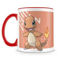 Caneca Personalizada Pokémon Charmander - Porcelana de Alto Brilho com Alça Vermelha Caneca Personalizada Pokémon Charmander - Porcelana de Alto Brilho com Alça Vermelha