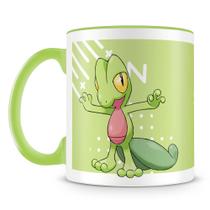 Caneca Personalizada Pokémon Treeko - Porcelana de Alto Brilho com Alça Verde Caneca Personalizada Pokémon Treeko - Porcelana de Alto Brilho com Alça Verde
