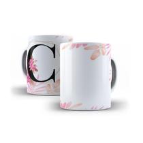 Caneca Personalizada Presente Floral Letra C