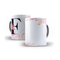 Caneca Personalizada Presente Floral Letra F Caneca Personalizada Presente Floral Letra F