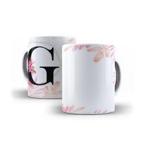 Caneca Personalizada Presente Floral Letra G