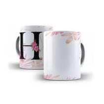 Caneca Personalizada Presente Floral Letra H
