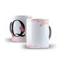 Caneca Personalizada Presente Floral Letra Q