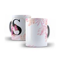 Caneca Personalizada Presente Floral Letra S