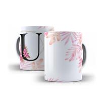 Caneca Personalizada Presente Floral Letra U Caneca Personalizada Presente Floral Letra U