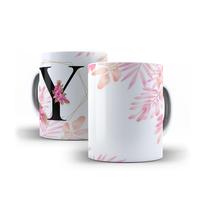 Caneca Personalizada Presente Floral Letra Y - Premium