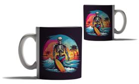 Caneca Personalizada Presente Praia Caveira Surfista Surf