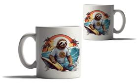 Caneca Personalizada Presente Praia Preguiça Surfista Surf