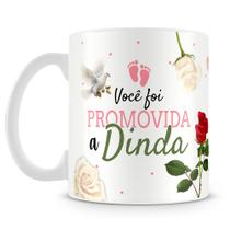 Caneca Personalizada Promovida a Dinda com Nome - Presente Especial Caneca Personalizada Promovida a Dinda com Nome - Presente Especial