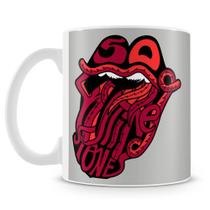 Caneca Personalizada Rolling Stones - Porcelana Brilhante com Alça Branca