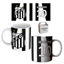 Caneca Personalizada Santos 10 Coloque Seu Nome Porcelana 325ml