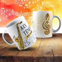 Caneca Personalizada Sax Tenor Sax Musica Instrumento Musical Orquestra Banda Jaez Jazz Porcelana