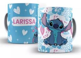Caneca Personalizada Stitch, Lilo E Stitch Azul Com Nome