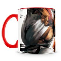 Caneca Personalizada Street Fighter - Porcelana Brilhante com Alça Vermelha