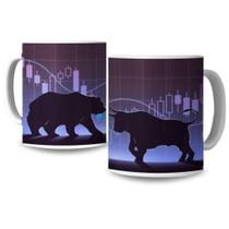 Caneca Personalizada Trader Bull & Bear Em Porcelana 325Ml