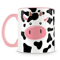 Caneca Personalizada Vaquinha Rosa em Porcelana de Alto Brilho