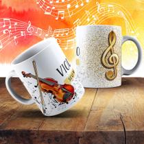 Caneca Personalizada violino violinista Musica Instrumento Musical Orquestra Banda Jazz Porcelana