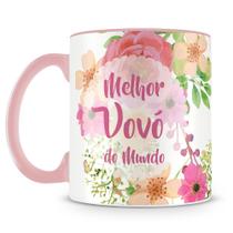 Caneca Personalizada Vovó Flores Rosa - Porcelana de Alto Brilho Caneca Personalizada Vovó Flores Rosa - Porcelana de Alto Brilho
