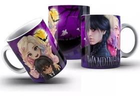 Caneca Personalizada Wandinha Addams E Eneid 325ml Porcelana Caneca Personalizada Wandinha Addams E Eneid 325ml Porcelana