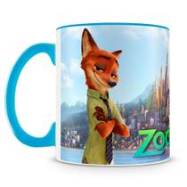 Caneca Personalizada Zootopia em Porcelana de Alto Brilho com Alça Azul Claro Caneca Personalizada Zootopia em Porcelana de Alto Brilho com Alça Azul Claro
