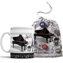 Caneca Piano Pianista Música com Saquinho - Elicomics