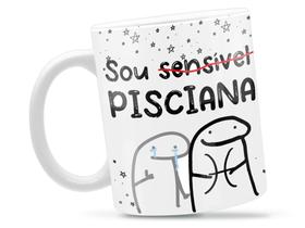 Caneca Pisciana Flork Signo Divertida Porcelana Xícara 325ml + Caixa Presente