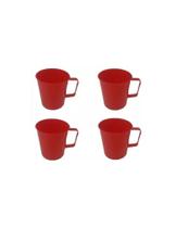 Caneca Plástica Merenda Escolar Vermelha 300 ML - 50 Pçs