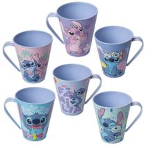 Caneca Plástica Stitch 360ML em PP Resistente Uso Infantil para Lanche Plasútil