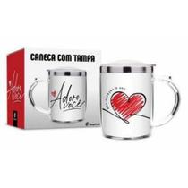 Caneca plastico inox meu coracao e seu brasfoot