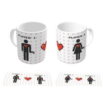 Caneca Player 1 e 2 Homem e Mulher Presente Criativo Namorados