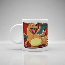 Caneca Pokemon Pikachu Squirtle Snorlax Mewtwo Jigglypuff Branco Charizard