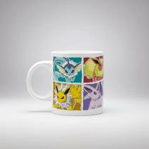 Caneca Pokemon Pikachu Squirtle Snorlax Mewtwo Jigglypuff Branco Eevee Evolução